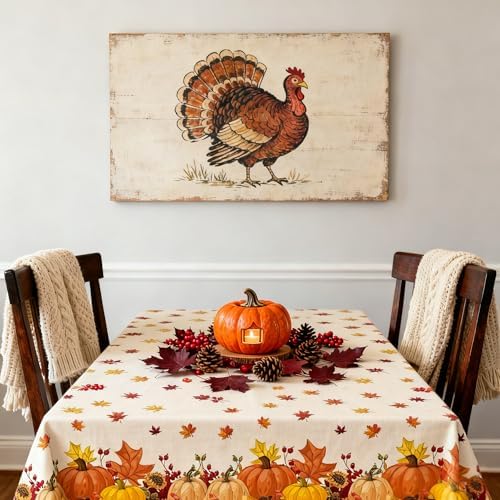 Thanksgiving Tablecloths, 2 Pack Pumpkin Maple Leaf Plastic Table Covers