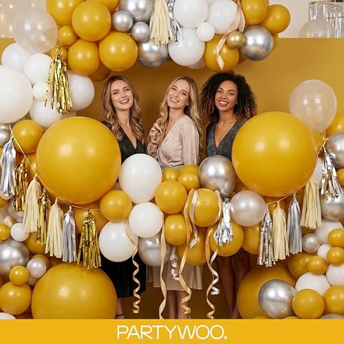 PartyWoo Mustard Yellow fall Balloons 140pcs Different Sizes