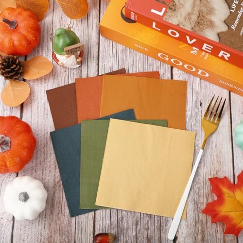 Whaline 120 Pack Fall Cocktail Napkins Disposable Paper Beverage Napkins