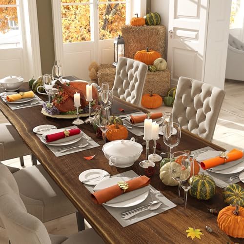 Willbond 32 Pcs Fall Thanksgiving Napkin Rings Napkins Set, Holiday Decor