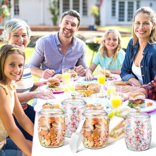 Nuogo 4 Pcs Plastic Candy Jars with Lid Unbreakable,Stylish,64 oz