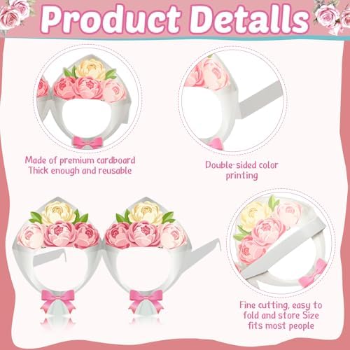 32 Pcs Wedding Photo Booth Props Paper Glasses - Bridal Shower Decorations, Engagement Party Favors, Bachelorette Accessories, Just Married Eyeglasses for Bride Reception Celebration Supplies