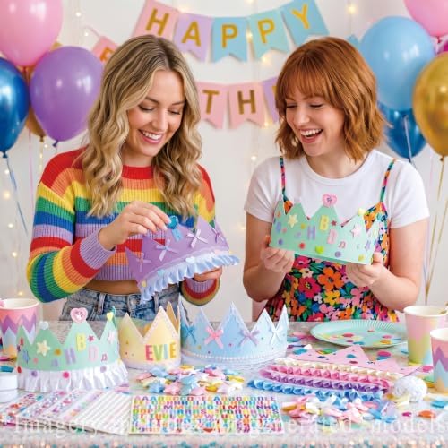 1476Pcs Paper Crowns DIY Birthday Princess Party Crown Kit for Girls Adults
