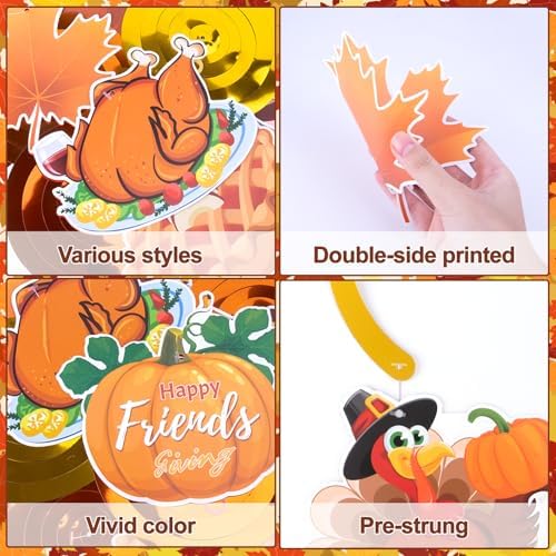Pre-Assembled Girly Friendsgiving Party Decorations with Hanging Swirls, Gold Glitter Thanksgiving Banner for Friendsgiving Party Decorations Indoor Home Office
