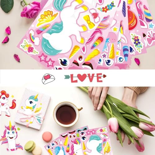 Make Your Own Unicorn Stickers, Make a Face Sticker, Pink Unicorn Stickers