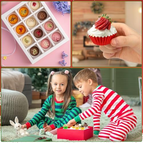 AUGSUN 400pcs Christmas Mini Foil Cupcake Liners Golden Red Green Silver