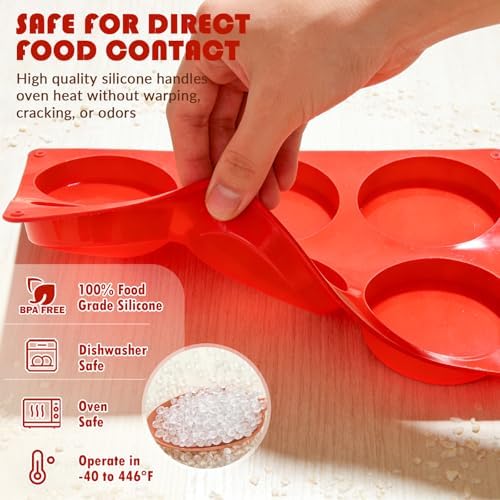 HKNMTT 2Pcs Muffin Top Pans 12-Cavitiy Round Silicone Egg Molds for Baking