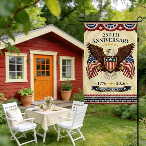 4th of July Decorations - 250th Anniversary Garden Flag | Fourth of July Decor Patriotic USA Banner,1776-2026 America Merchandise Accessories for Garden Yard Porch Patio Lawn Outdoor Outside