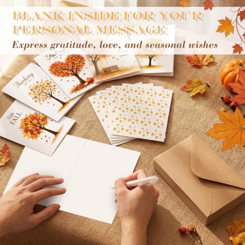 Eaasty 50 Sets Greeting Cards & Envelopes, Autumn Style