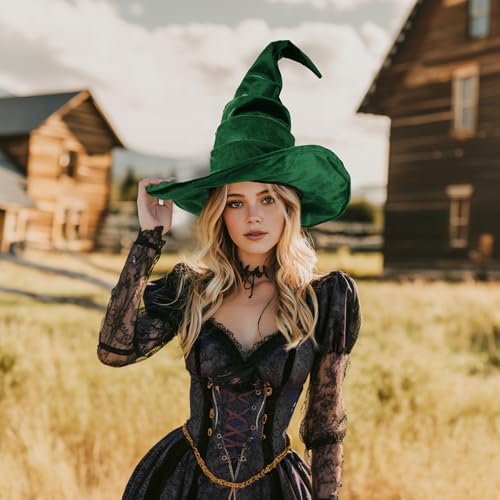 Ibeauti Witch Hat Women Large Ruched Halloween Witch Hat Costume Accessory for Party