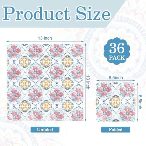 Yexiya 36 Sheet 6 Style Mediterranean Tile Paper Napkins for Decoupage