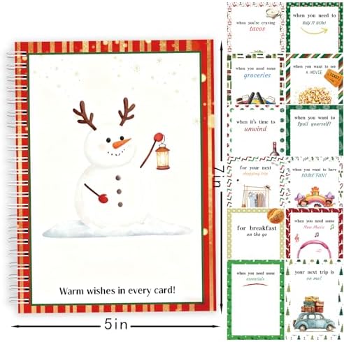 Merry Christmas Gift Card Holder Book - DIY Spiral-Bound with Surprises, College Survival & Graduation Gift, Greeting Card Keeper for Holidays （S18）