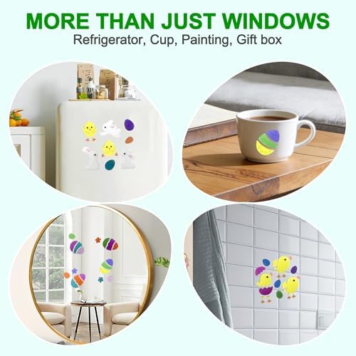 6 Sheets Easter Window Clings Gel, Easter Window Stickers for Glass
