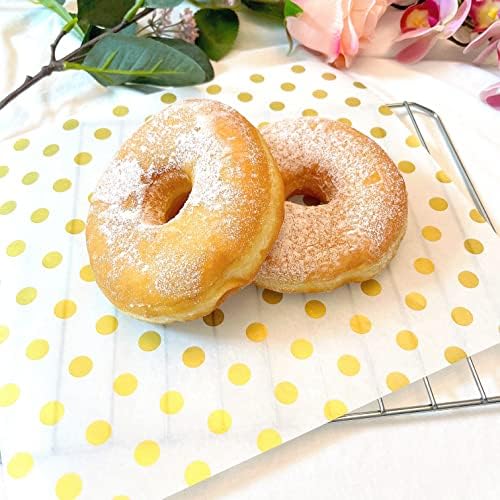 Gold Dot Wax Paper Sheets Deli Wraps Tray&Basket Liner Deli Paper Wax Paper Baking Paper Colored Parchment Paper Greaseproof for Food (150)