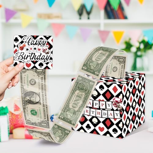 Casino Birthday Party Gifts, Poker Happy Birthday Money Gift Box, Las Vegas Money Gift Box for Cash, Casinos Party Decorations, Casino Poker Money Box, Casinos Theme Party Decorations for Man Women