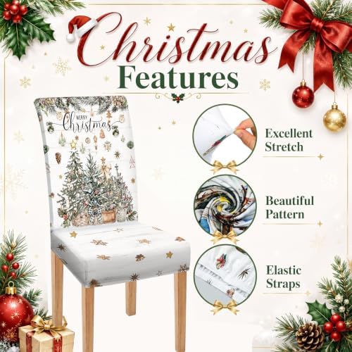 Moukeren 6 Pcs Watercolor Christmas Chair Covers Farmhouse Dining Slipcover