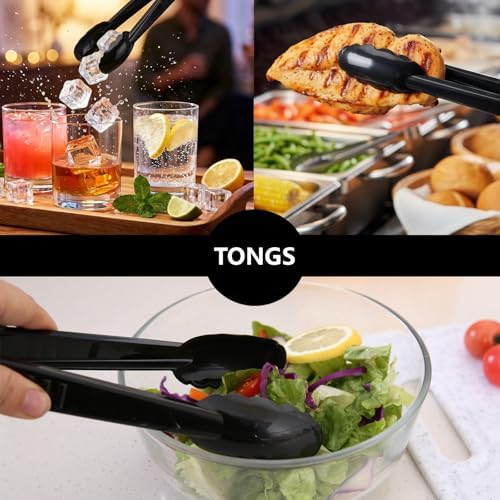 Plastic Serving Utensils, Disposable Tongs Spoons Forks for Food