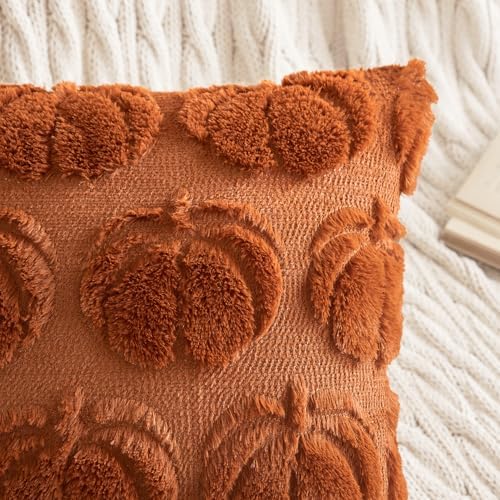 MIULEE Fall Pillow Covers Pumpkin Fall Decor 22x22 Dark Rust