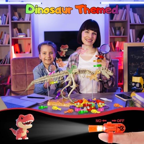 40PCS Dinosaur Party Favors for Kids, LED Light Up Finger Lights Glow in The Dark Toys - Dino Theme Birthday Party Supplies, Goodie Bag Fillers, Classroom Prizes, Pinata Stuffers for Boys Girls