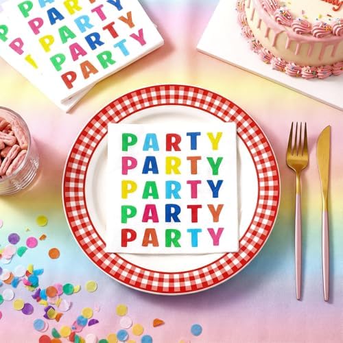 Natnarr 100 Pcs Party Napkins, 5" Rainbow Napkins for Birthday