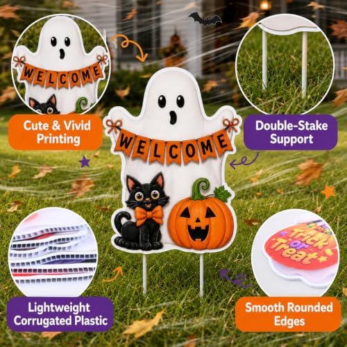 Ghost Halloween Decorations Outdoor, Cute Spooky Yard Signs with Stakes
