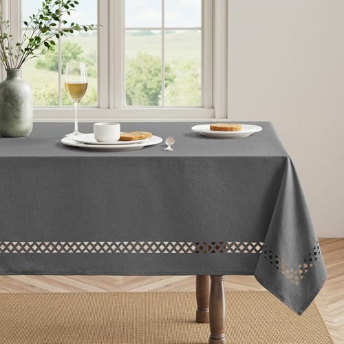 MIULEE Grey Rectangle Tablecloth with Decorative Cutouts 60x120 inch