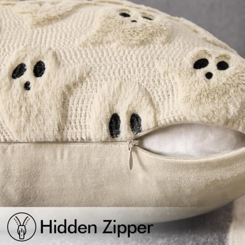 MIULEE Beige Halloween Pillow Covers Cute Ghost Decor Set of 2 16x16