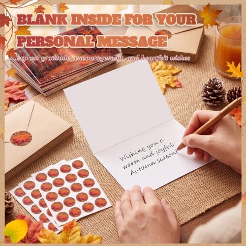 Eaasty 50 Sets Fall Greeting Cards with Envelopes Stickers, 4x6 Inch