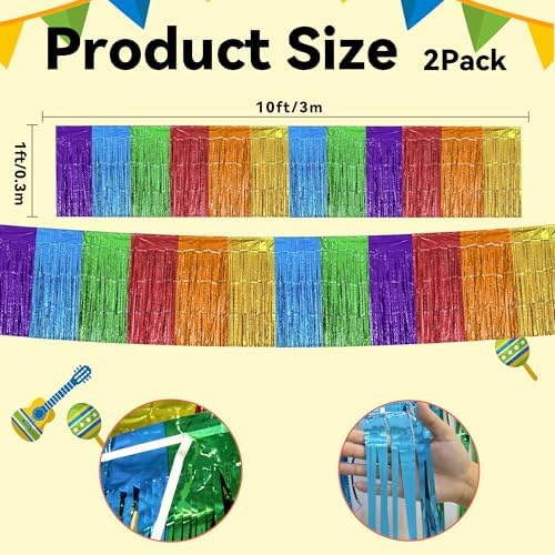 Fiesta Party Decorations - 2 Pack Cinco De Mayo Fringe Streamers,10 FT