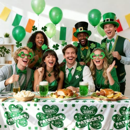 2Pack St. Patrick's Day Tablecloth Disposable Lucky Irish Party Decoration