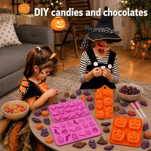 4pcs Halloween Silicone Mould 3D Chocolates Candy Gummy Molds