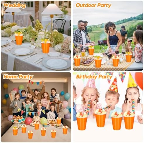 Vumdua Orange Plastic Cups Disposable Cups, 12 oz Halloween Party Cups for Halloween, Birthday, Fall, Thanksgiving Party Supplies, Pack of 40