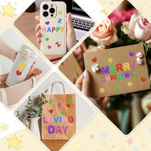 Foam Letter Stickers, 448 PCS 3D Glitter Foam Alphabet Stickers, 7 Colors