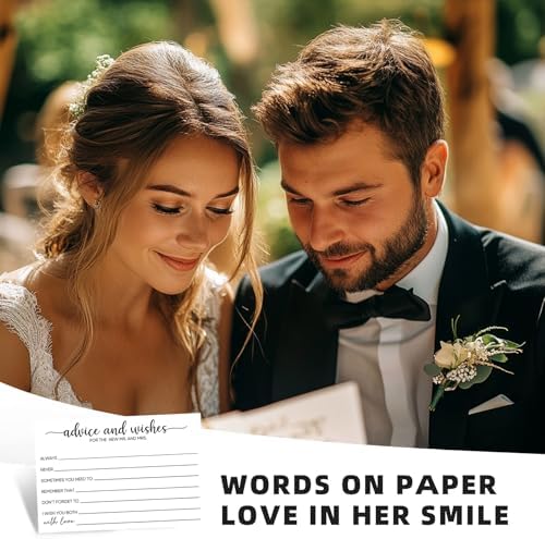 60-Count Advice and Wishes Cards for the New Mr. and Mrs. - 300GSM Heavyweight Wedding Advice Cards for Reception, Bridal Shower, Marriage Wishes for Bride and Groom - 4x6 (Actual 5.7x3.9)