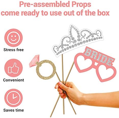 Fully Assembled Wedding Photo Booth Props - Set of 40 - Pink & Teal