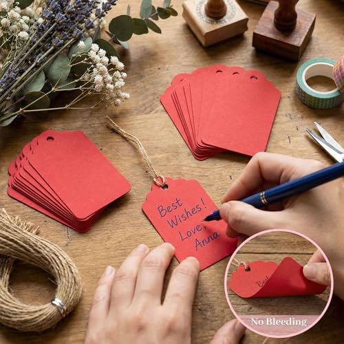 SallyFashion 120PCS Red Gift Tags with String