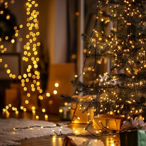 TW SHINE Christmas Lights, 20FT 100 Count Incandescent Mini Christmas Tree Light, Waterproof Xmas String Lights for Outdoor Indoor Home Party Yard Decorations, Gold