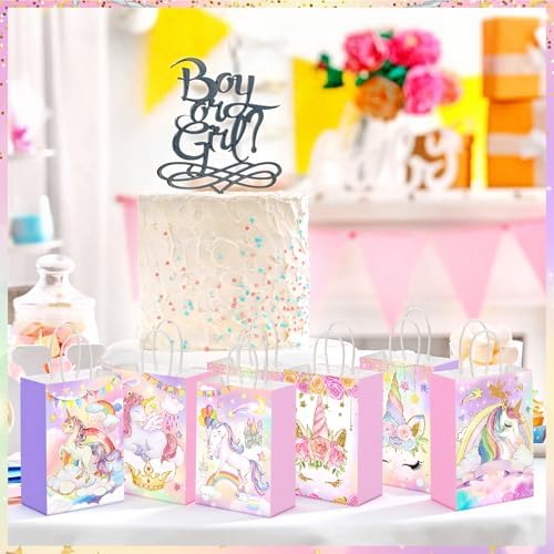 Kolldenn 48 Pcs Unicorn Party Favor Bags with Handles Unicorn Goodie Bags