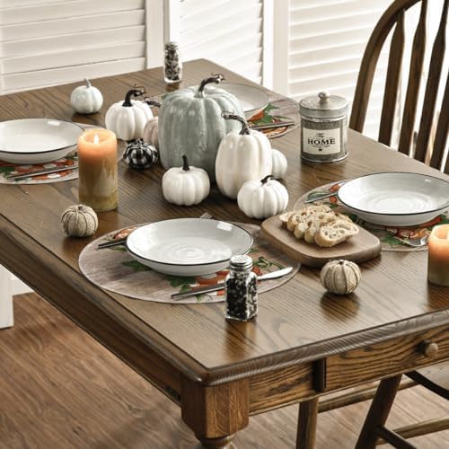 Artoid Mode Wood Pumpkins Round Fall Placemats Set of 4-14 Inch