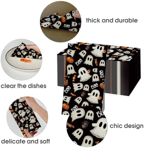 Horaldaily 100Pcs Halloween Paper Napkins, Horror Pumpkin Ghost Black