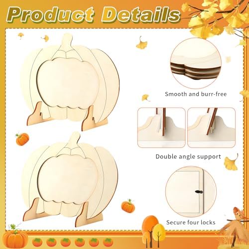 Geelin 12 Pack Wooden Pumpkin Photo Frames Classic, Fall Thanksgiving DIY
