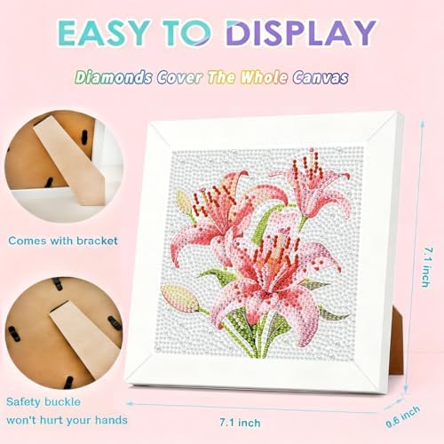 Tiwabb Diamond Art Kit for Kids with Frame,Lily Diamond Painting for Kids
