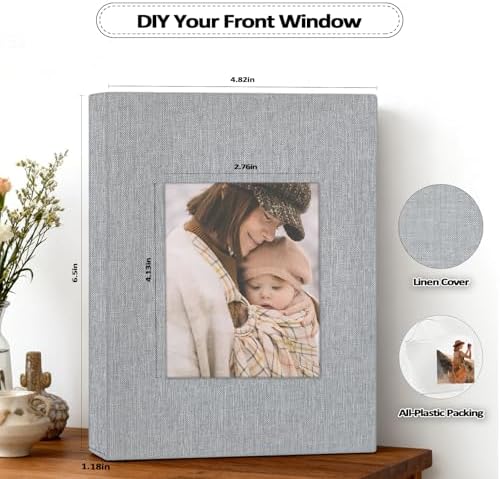 Popotop 2 Pack Photo Album 4x6 Pictures, Small Linen Slip-in Photo Albums Book for 80 Photos with 40 Pockets, Birthday Gifts for Women Mom Family Baby