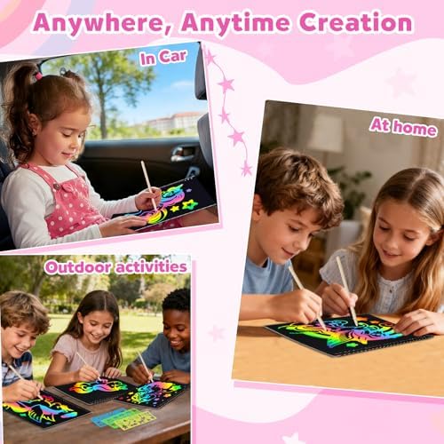 ZMLM Scratch Paper Art-Crafts Gift: 2 Pack Rainbow Notebooks Supplies Toys
