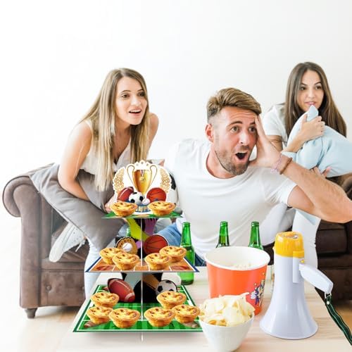 3 Tier Sports Cupcake Stand for Birthday Party Decorations