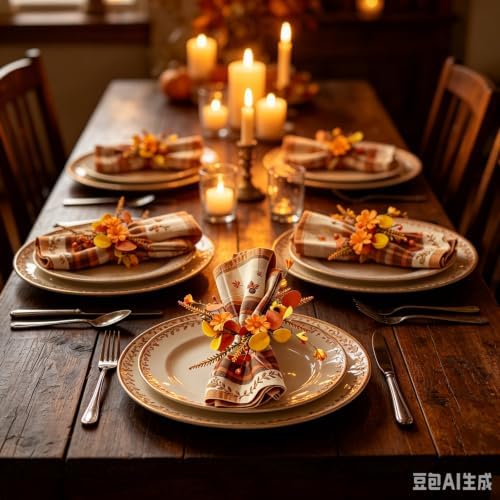 12 Pcs Fall Thanksgiving Napkin Rings Artificial Orange Yellow Flower Leaf Berry Fern Foliage Wreath Napkin Ring Holder Buckles for Autumn Harvest Wedding Birthday Family Dinner Party Table Supplies