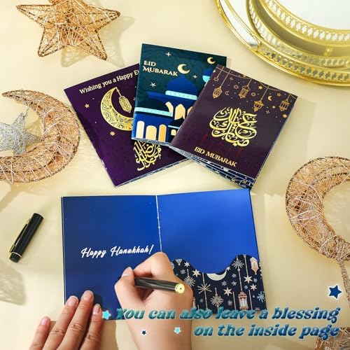 AmazingSpark 4 Set Ramadan Gift Card Booklet for Cash Mubarak Cardboard Money Holder Book Ramadan Gift Decorations Islamic Muslim Money Card Sleeve Party Favor for Eid Al-Fitr or Eid Al-Adha