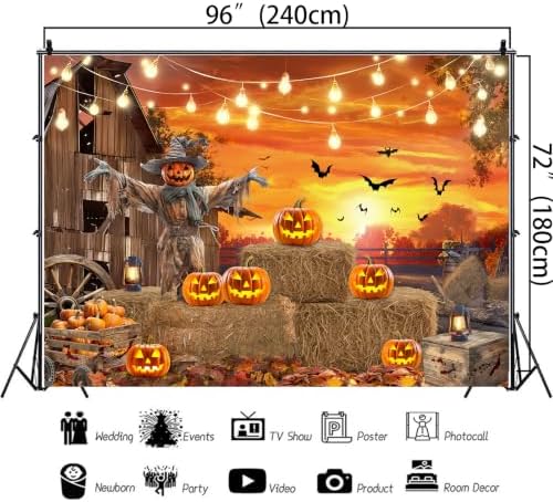 Halloween Backdrop Pumpkin Fall Photography Backdrop Party Decoration 8x6Ft