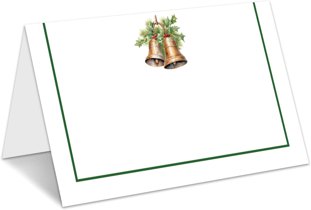 Christmas Place Cards for Table Setting, Christmas Bell Tent Cards Decor For Bridal Baby Shower Party Reception Decorations, Winter Holiday Placecards, 25 Pack Birthday Food Name Card, 2 x 3.5" /016