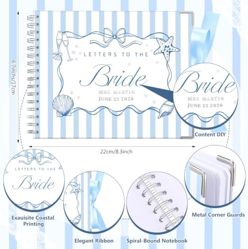 Humyoun Letters to Bride Scrapbook,8.5 X 7 Inch,Ocean,Blue